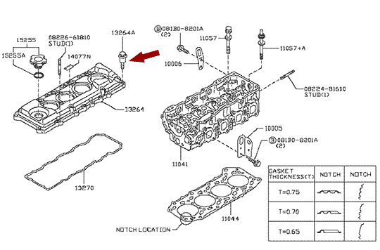 Болт клапанной крышки NISSAN CABSTAR F24 дв. ZD30DDTI, оригинал, 13224MA70A Болт клапанной крышки NISSAN CABSTAR F24 дв. ZD30DDTI, оригинал, 13224MA70A