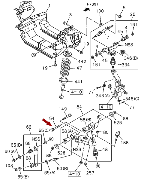 Болт нижнего рычага задний ISUZU (ИСУЗУ) NLR85, оригинал, 8980218251