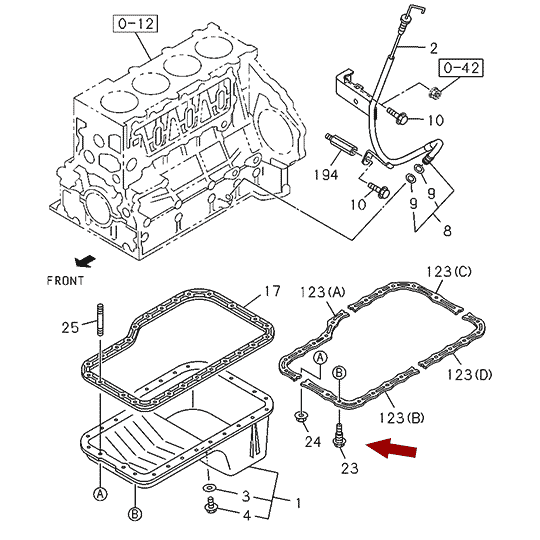 Болт поддона (картера) двигателя ISUZU NQR75/71, оригинал, 8971903900