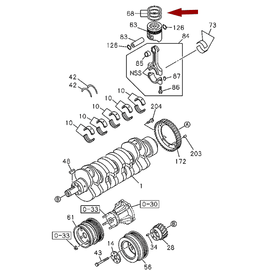 Кольца поршневые ISUZU NLR85/NMR85 дв. 4JJ1-T, на 1 поршень, оригинал, 8980535790/8981857800