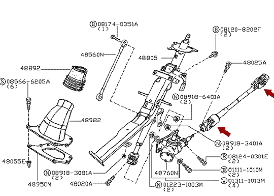 Крестовина рулевого вала Nissan Cabstar F24, TOYO, Japan, 48080MB400K