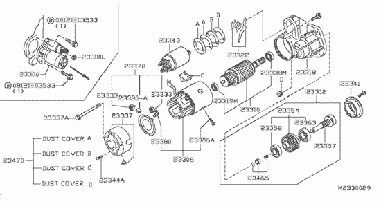 Схема стартера Nissan Cabstar (Ниссан Кабстар) F24