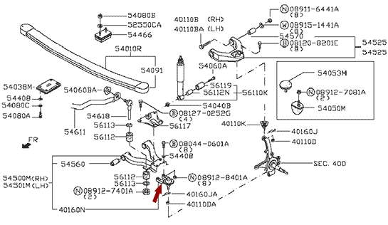 Опора шаровая Nissan Cabstar (Ниссан Кабстар) F24 - передняя нижняя, CTR, 401609X50B
