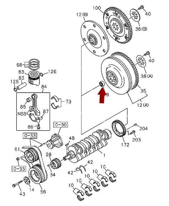 Подшипник маховика ISUZU (ИСУЗУ) NLR85, NMR85, Japan, 8973251530