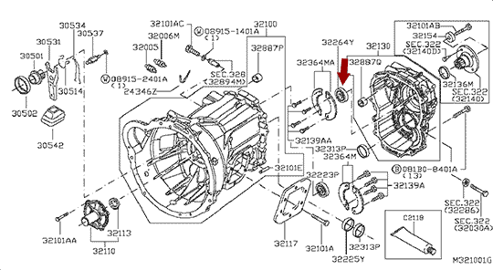 Подшипник вторичного вала КПП NISSAN CABSTAR F24, ZD30DDTI, 322649X501