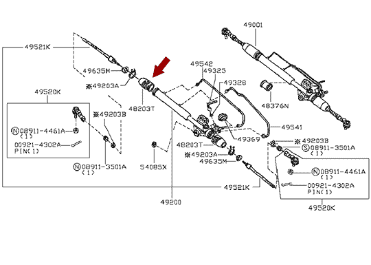 Пыльник рулевой рейки NISSAN CABSTAR F24, RBI, 48204VW000
