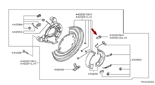 ВИНТ РЕГУЛИРОВОЧНЫЙ КОЛОДОК СТОЯНОЧНОГО (РУЧНОГО) ТОРМОЗА NISSAN CABSTAR, 44200MB40C