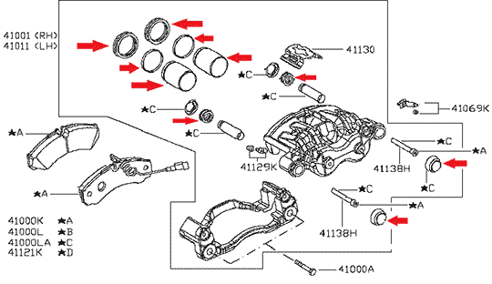 Ремкомплект суппорта переднего NISSAN CABSTAR F24, 41001MB20A