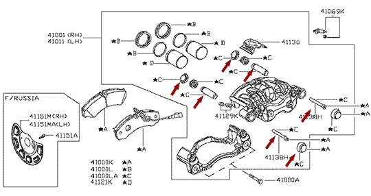 РЕМКОМПЛЕКТ ТОРМОЗНОГО СУППОРТА NISSAN CABSTAR (НИССАН КАБСТАР) F24, 4.5 ТОНН, FEBEST