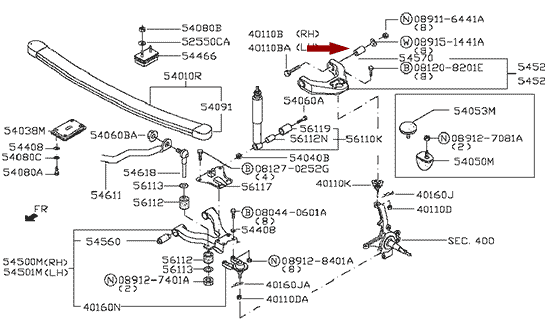 Сайлентблок переднего верхнего рычага Nissan Cabstar F24, Febest, 545429X500