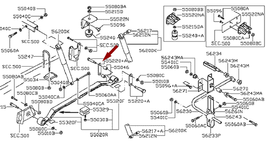 Серьга задней рессоры NISSAN CABSTAR (Ниссан Кабстар) F24, оригинал, 55220MD00A На схеме показана серьга задней рессоры NISSAN CABSTAR (Ниссан Кабстар) F24, оригинал, 55220MD00A