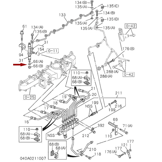 Шайба топливной форсунки ISUZU NLR85/NMR85, 8981815400 Схема размещения шайбы топливной форсунки ISUZU (ИСУЗУ) NLR85/NMR85, оригинал, 8981815400