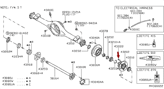 Шпилька колеса NISSAN CABSTAR (Ниссан Кабстар) F24, оригинал, M18X1.5, 432229X50A